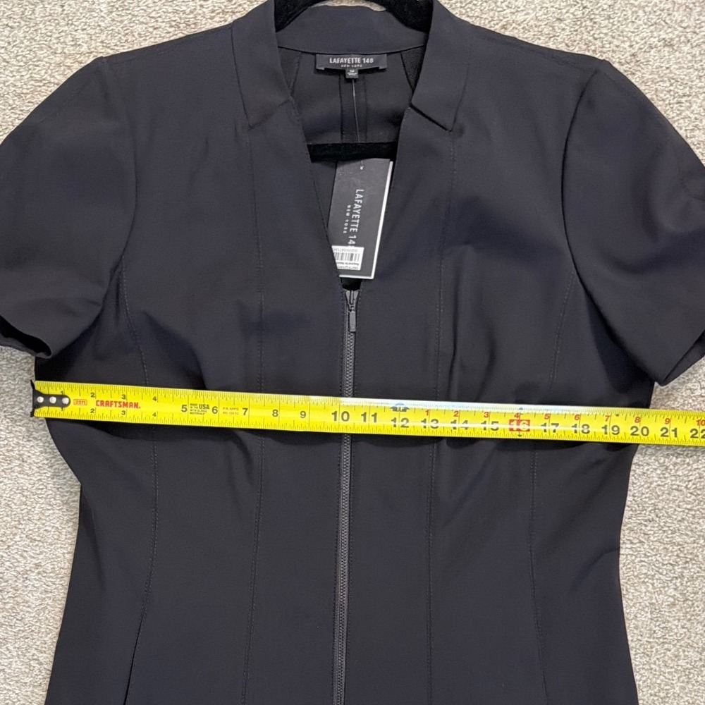 Lafayette 148 New York Black Zip Front Dress Short Sleeve Cotton Blend Size‎ 14 - Picture 9 of 10